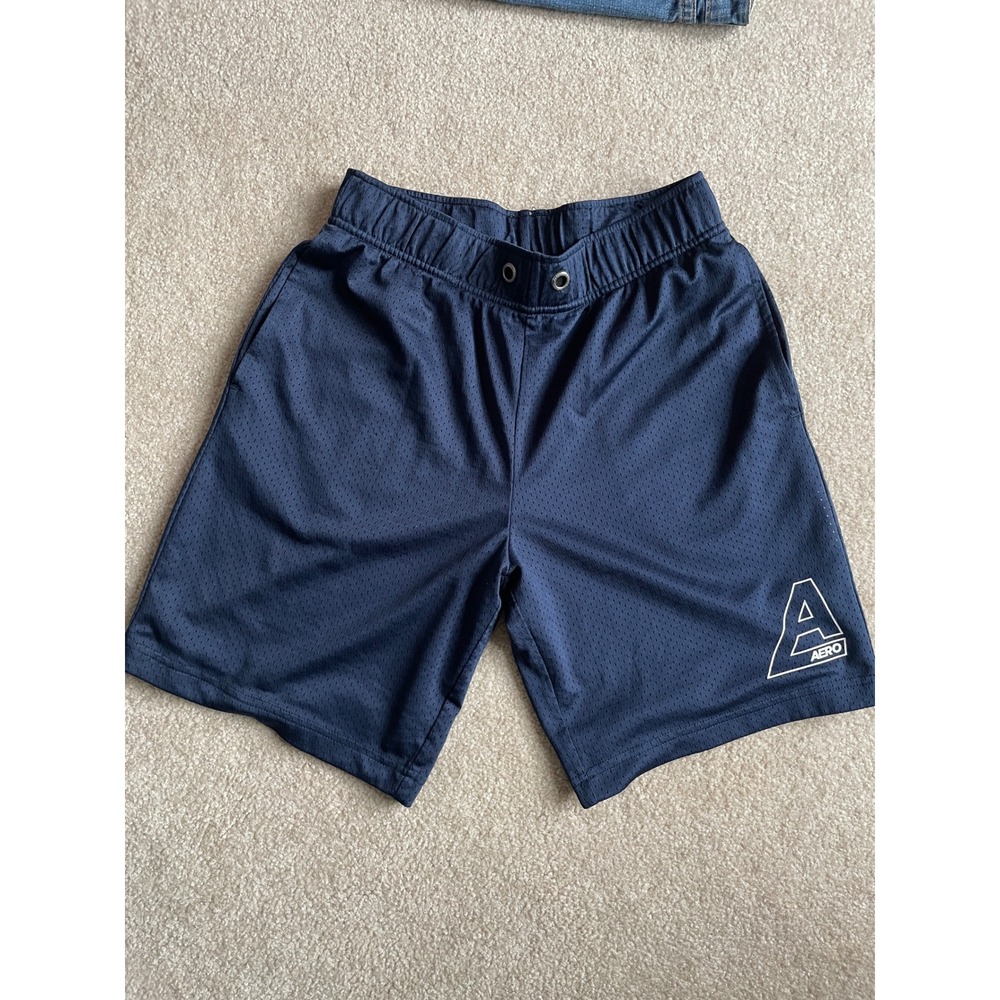 AEROPOSTALE Navy Blue Athletic Mesh Shorts‎ Size S Elastic Waist Logo